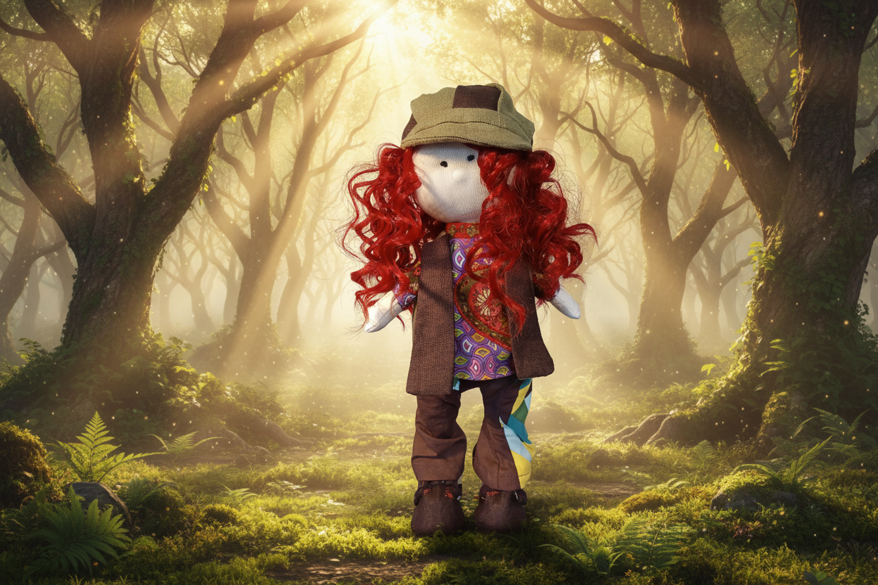 Handcrafted one-of-a-kind collectible textile art doll